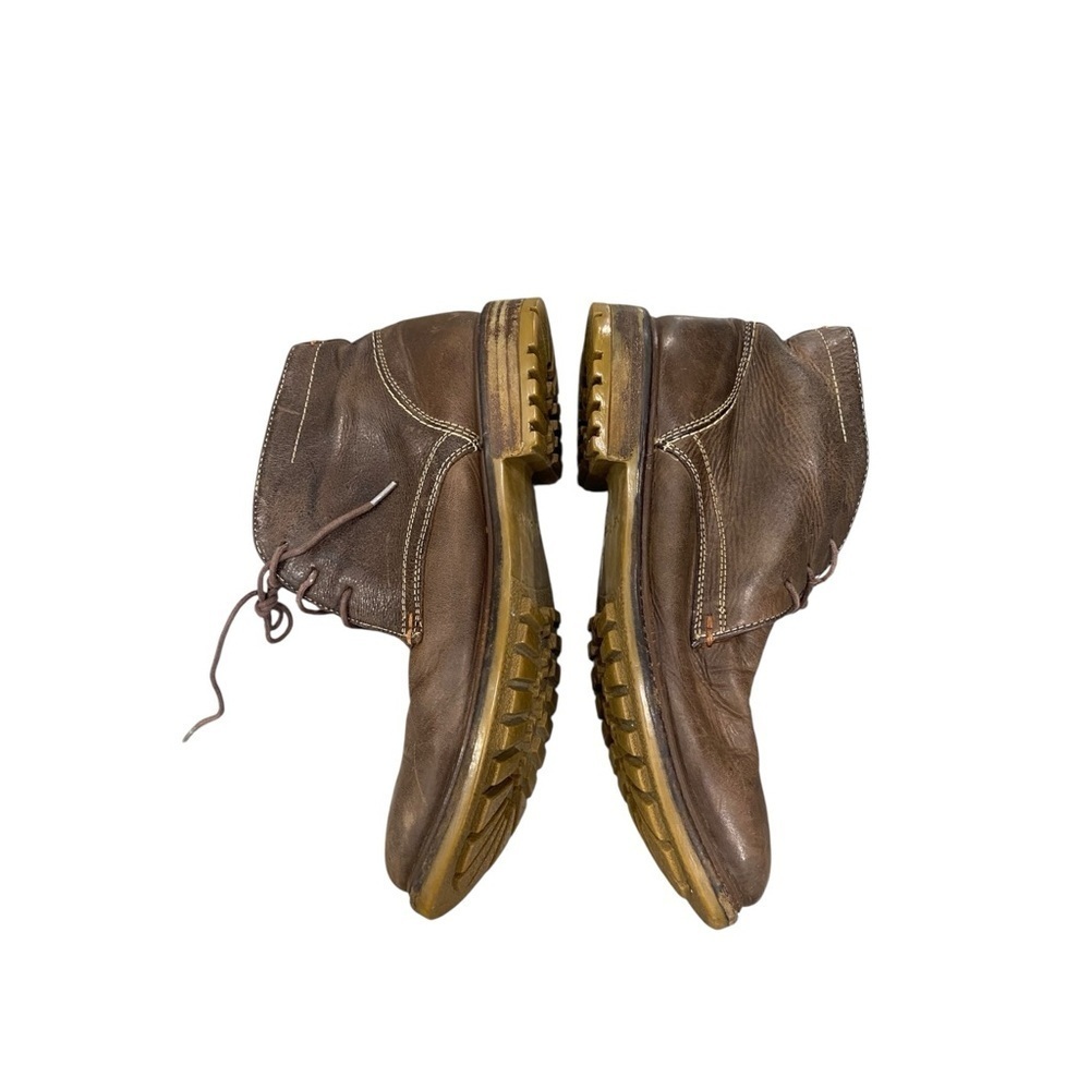 Hush Puppies Brown Leather Boots Classic Size 7 Preppy Ankle Boot Moccasin View 6